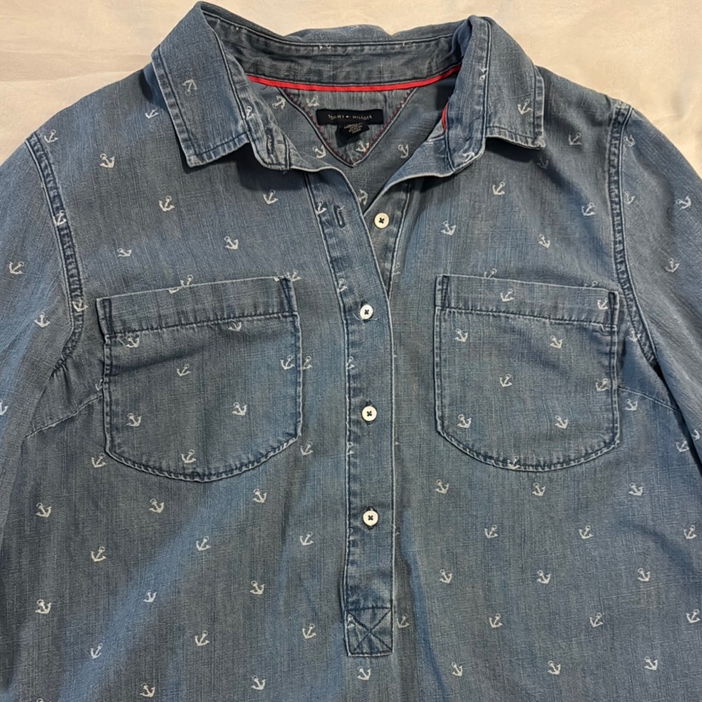 Tommy Hilfiger Light Blue Anchor Print Shirt - Picture 6 of 6